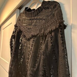 Trouve Black Lace Knit Top